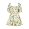 Rhode Astrid Smocked Printed Poplin Dress In White