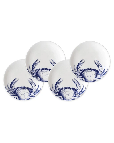 Caskata Blue Crabs Canapes Plates, Set Of 4