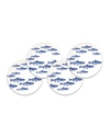 CASKATA SCHOOL OF FISH BLUE CANAPE PLATES, SET OF 4,PROD244030311