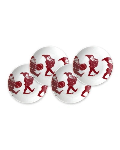 Caskata Elves Red Canapes Plates, Set Of 4