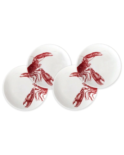 Caskata Lobsters Red Canapes Plate, Set Of 4