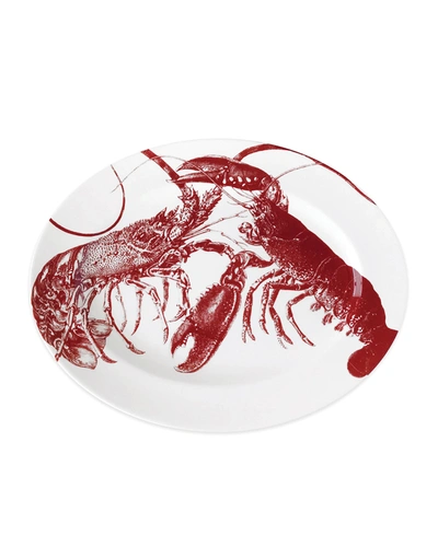 Caskata Red Lobsters Rimmed Oval Platter