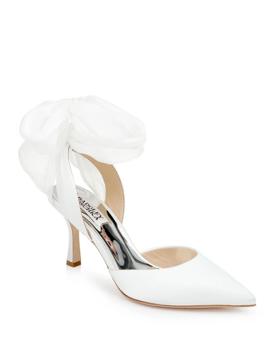 BADGLEY MISCHKA BLAZE SATIN ANKLE-WRAP HALTER PUMPS,PROD242540022