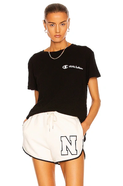 Nili Lotan + Champion Printed Cotton-jersey T-shirt In Jet Black
