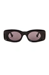 Loewe Paula's Ibiza Rectangular Acetate Sunglasses In Shiny Black & Smoke