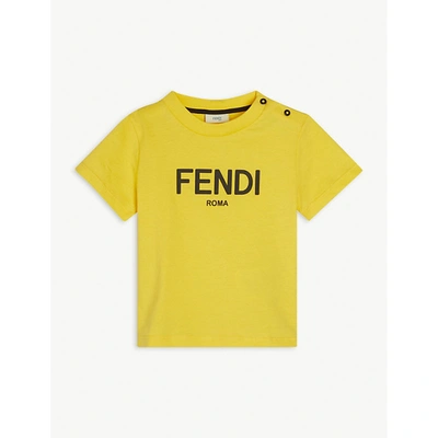 Fendi Babies' Yellow Logo-embossed Cotton-jersey T-shirt 6-24 Months 6 Months