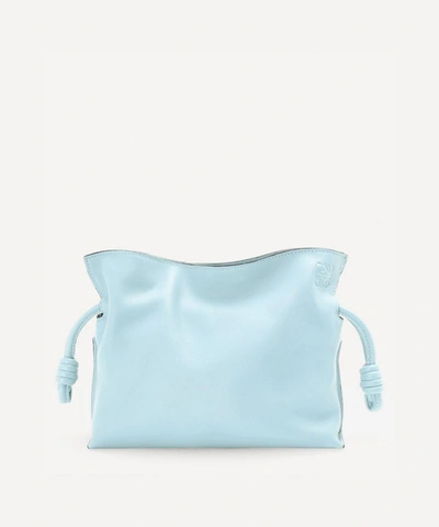 Loewe Mini Flamenco Leather Clutch Bag In Crystal Blue