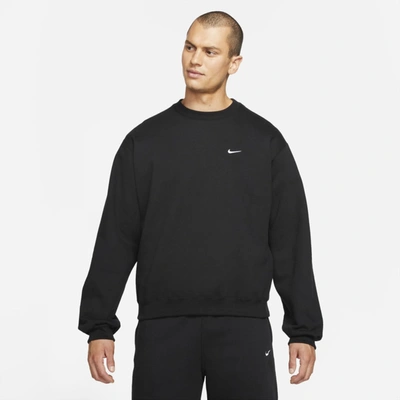 Nike Solo Swoosh Oversized Logo-embroidered Cotton-blend Jersey Sweatshirt In Black