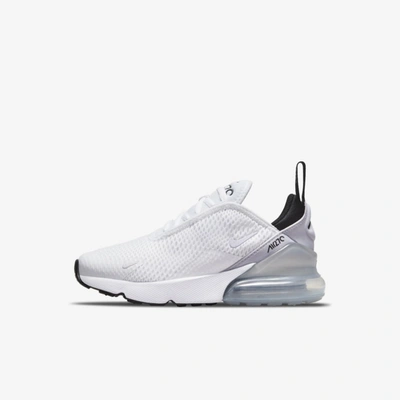 Nike Air Max 270 Little Kids' Shoe In White,black,metallic Silver,pure Violet
