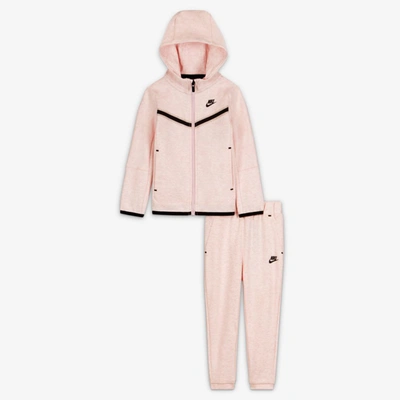 Nike Sportswear Tech Fleece Baby Zip Hoodie And Pants Set In Pink Foam