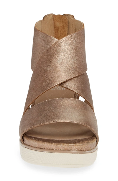 Eileen Fisher Sport Platform Sandal In Bronze Metallic