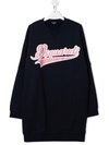 Dsquared2 Logo Print Cotton Sweat Dress In Blue