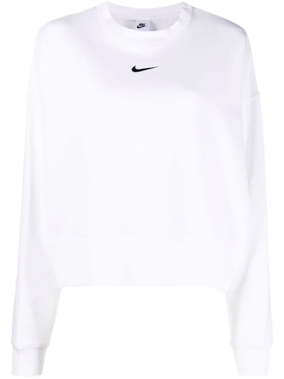 Nike Embroidered-swoosh Sweatshirt In White
