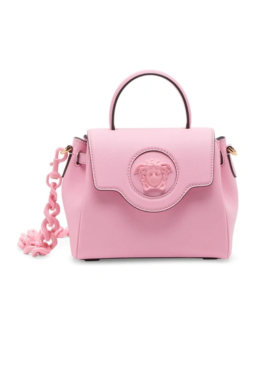 Versace Mini La Medusa Leather Top Handle Bag In Rose