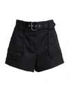 Derek Lam 10 Crosby Montery Belted Cotton Blend Shorts In Black