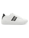 Versace Women's La Greca Ribbon-trim Leather Sneakers In White Black