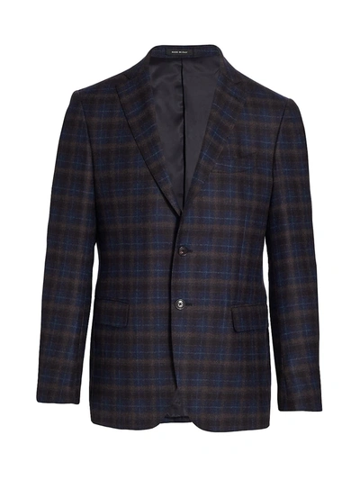 Saks Fifth Avenue Collection Two-button Plaid Sportcoat In Blue