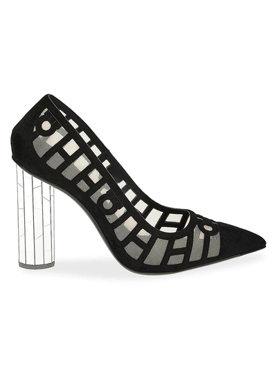 Ferragamo Florise 105mm Cutout Pumps With Cylinder Heel In Black