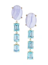 Jia Jia Women's Atlas 14k Yellow Gold, Blue Lace Agate & Topaz Drop Earrings