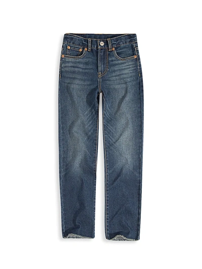 Levi's Kids' Girl's High-rise Straight-leg Jeans In Blue