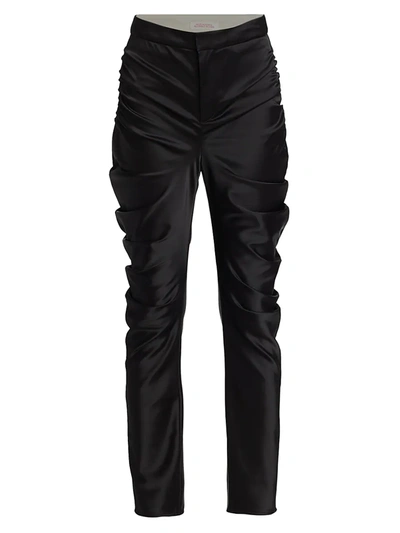 Alejandra Alonso Rojas Gathered Silk Satin Pants In Black