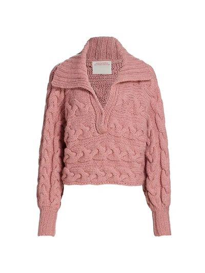 Alejandra Alonso Rojas Hand Knit Cashmere & Wool Sweater In Pink