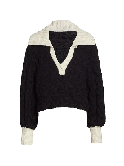 Alejandra Alonso Rojas Women's Hand Knit Cashmere & Wool Sweater In Black And White
