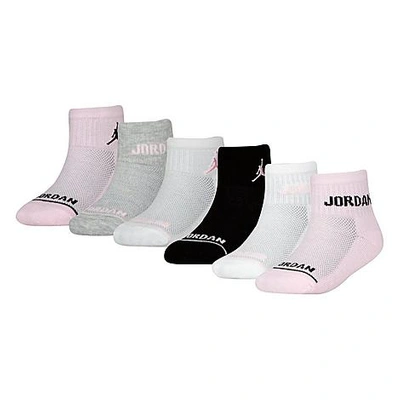 Nike Kids' Jordan Girls' Cushioned Ankle Socks (6-pack) In Pink Foam/white/grey