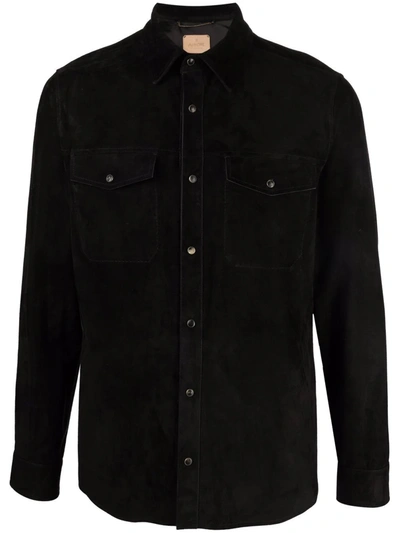 Ajmone Chest Flap-pocket Shirt In Black