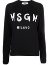 Msgm Logo Print Raglan Sweatshirt In Schwarz
