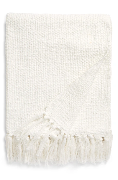 Nordstrom Woven Cotton Throw Blanket In Ivory Cloud