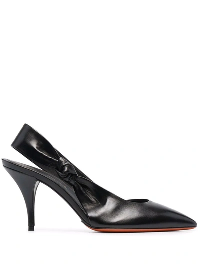 Santoni Knotted Slingback Pumps In Schwarz