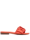 SANTONI RUCHED LEATHER SANDALS