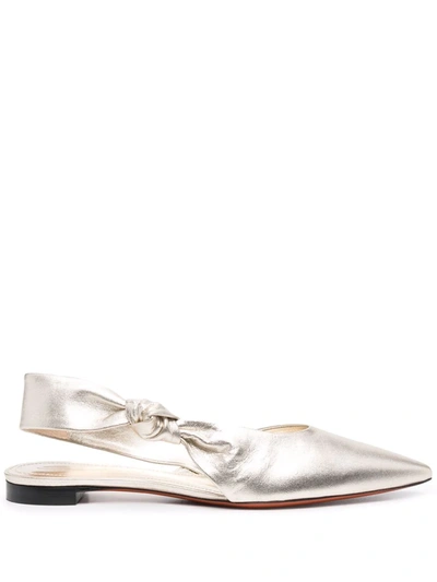 Santoni Metallic Leather Sandals In Gold