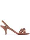 Santoni Leather Slingback Sandals In Brown