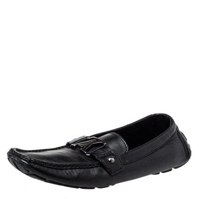 Pre-owned Louis Vuitton Black Leather Monte Carlo Slip On Loafer Size 44