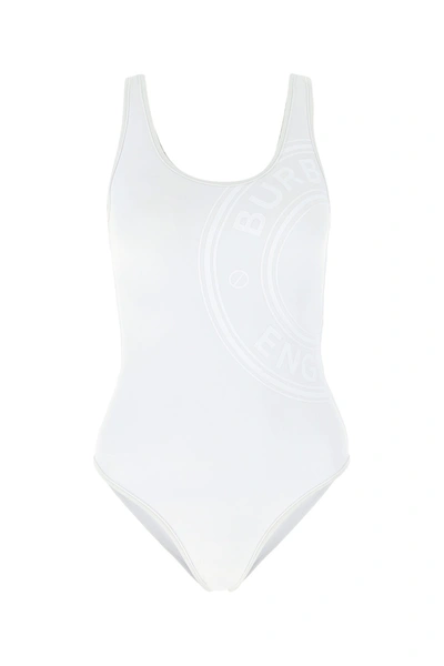 Burberry Logo Graphic Stretch Nylon Swimsuit In White