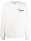 Ambush Fleeced Cotton Workshop Crew-neck Sweatshirt In White