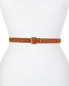 Saint Laurent Ysl Logo Skinny Suede Belt In Black/gold
