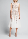 BRONX AND BANCO SABA BLANC FLORAL-APPLIQUÉ LACE MIDI DRESS,PROD165840283