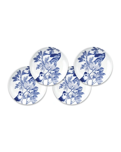 Caskata Arbor Blue Birds Canape Plates, Set Of Four