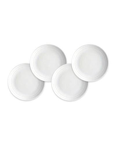 Caskata Cambridge Stripe White Canapes Plates, Set Of 4