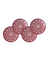 CASKATA CASABLANCA CRIMSON CANAPES PLATES, SET OF 4,PROD244030026