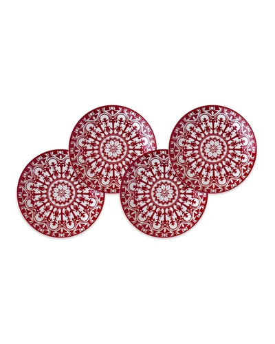 Caskata Casablanca Crimson Canapes Plates, Set Of 4