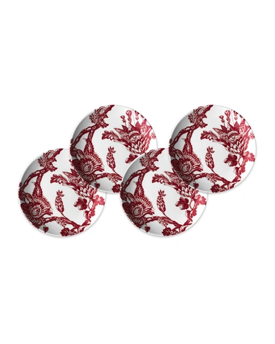 Caskata Arcadia Crimson Canapes Plates, Set Of 4