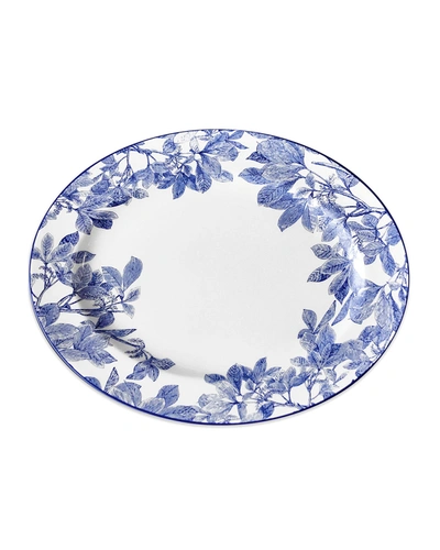 Caskata Arbor Blue Rimmed Oval Platter, 16"