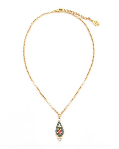 Ben-amun Mosaic And Pearl Pendant Necklace In Gold