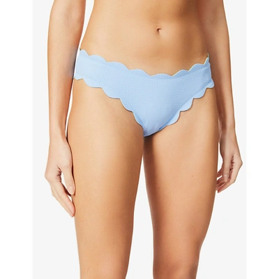 Marysia Antibes Scallop-trimmed Mid-rise Bikini Bottoms In Mediterranean