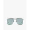 Balenciaga Bb0092s Square-frame Metal Sunglasses In Silver