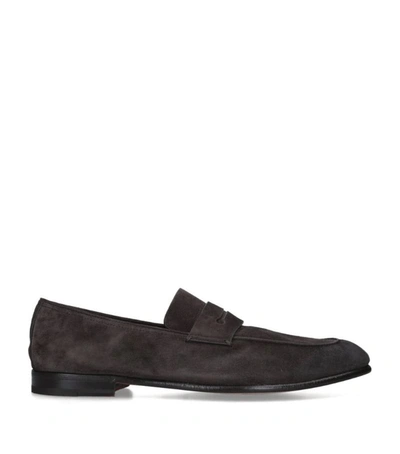 Ermenegildo Zegna Suede Asola Loafers In Brown